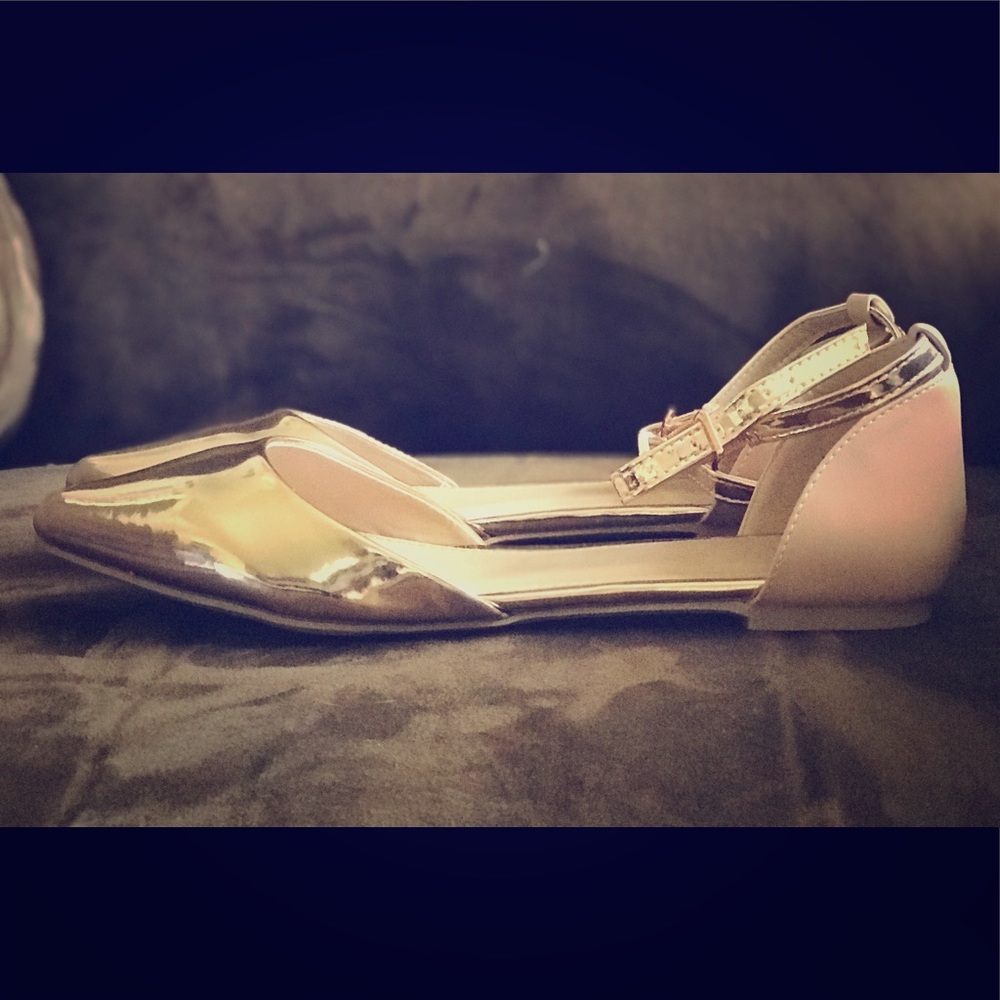✨NEW, Pointed Toe D'orsay Flats Rose Gold, 6 - Picture 4 of 8